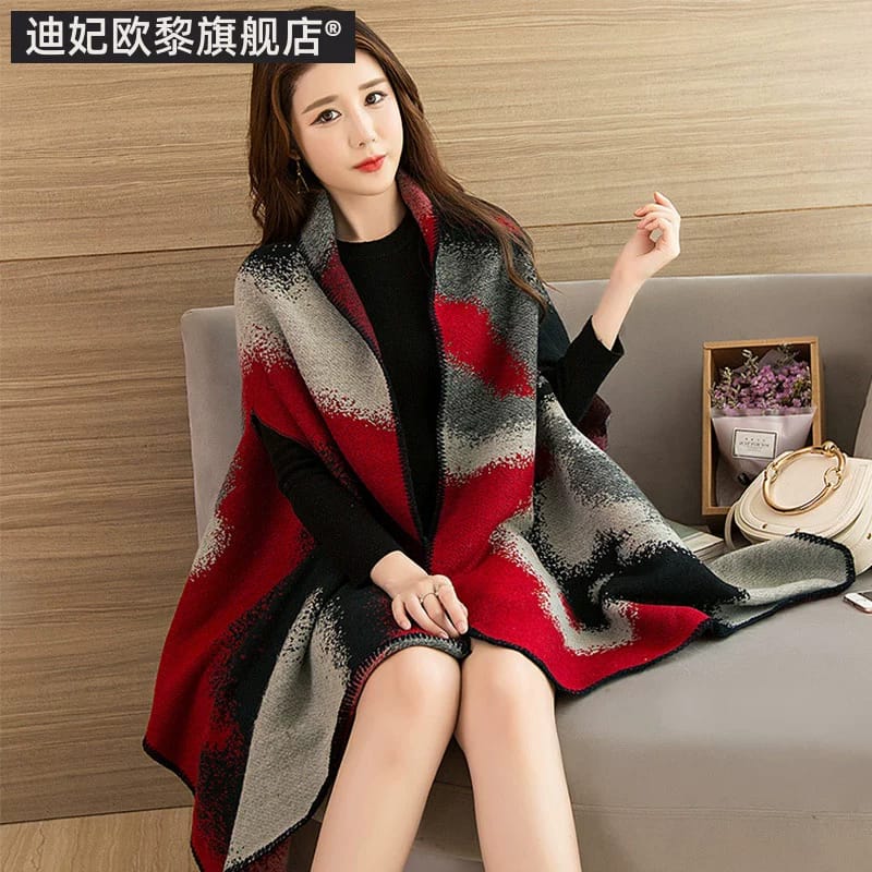 • Western Couture Women's Luxury Knit Poncho Cape - Premium Warm Open-Front Winter Shawl Wrap Scarf (Free Size)
