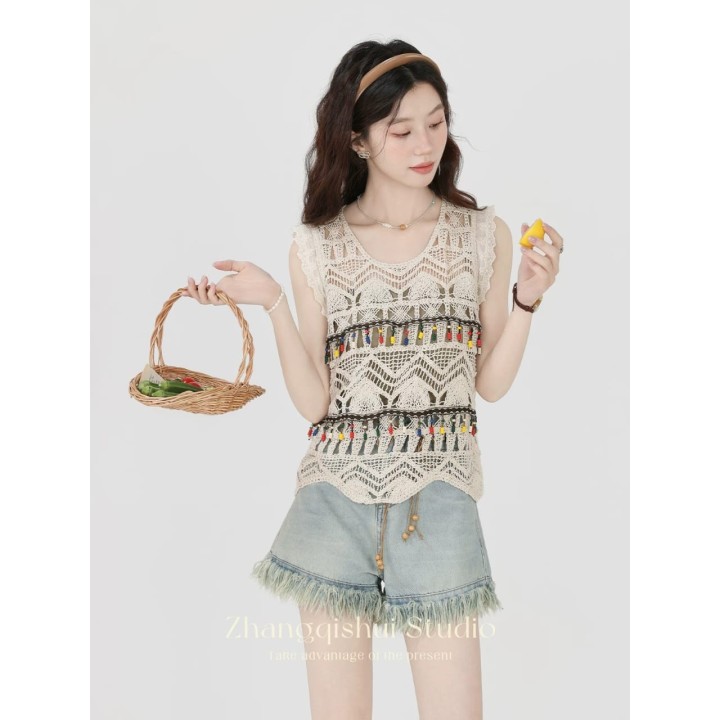 Imported Crochet Sleeveless Crop Top