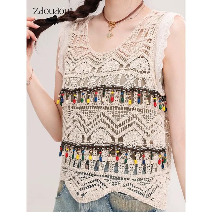 Imported Crochet Sleeveless Crop Top