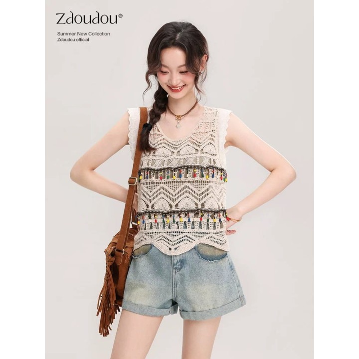 Imported Crochet Sleeveless Crop Top