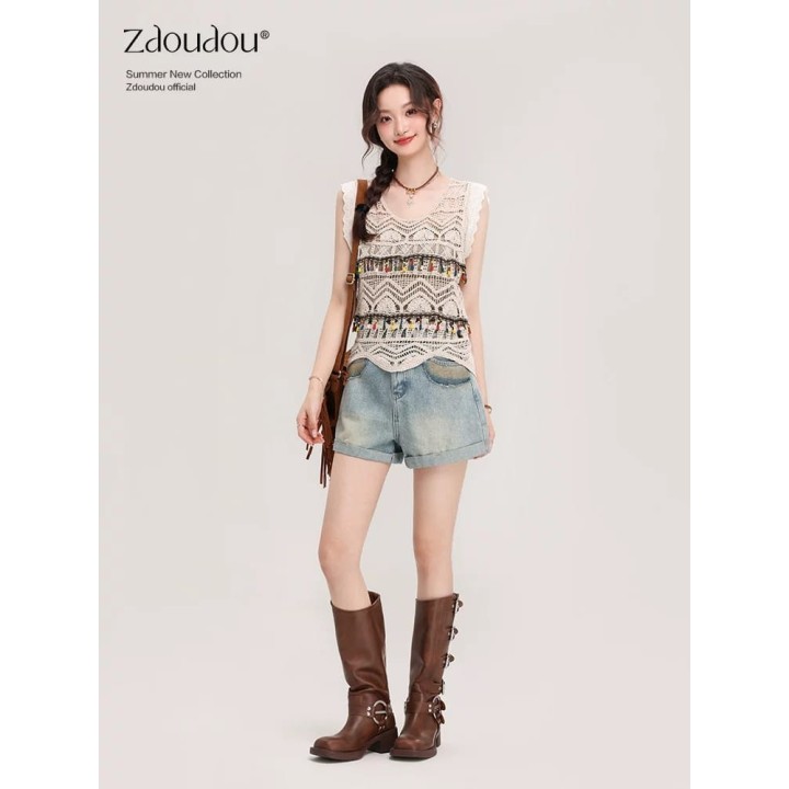 Imported Crochet Sleeveless Crop Top