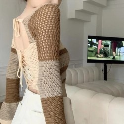 Imported  New Fashion Knitted (Crochet) Long Sleeves(Bell) Crop Top