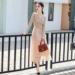 Imported Spring Occasion Long Sleeves A-line Flare Party Wear Dress