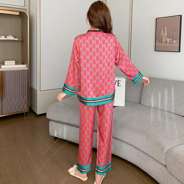 Western Couture Women’s Premium Printed Night Suit Set – Elegant Full Sleeves Shirt & Lounge Pants Co-Ord Sleepwear