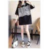 Western Couture Imported Summer Trendy Oversized T-Shirt with Denim Detailing