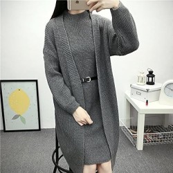 Imported Autumn Dress and Long Coat Sweater Dress with Belt | Knitted Fashion for Women