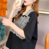 Western Couture Imported Summer Trendy Oversized T-Shirt with Denim Detailing