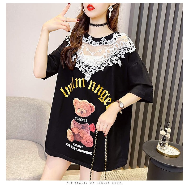Western Couture Imported Elegant Big Size Loose Pattern T-Shirt