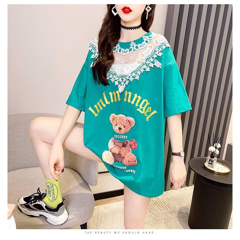 Western Couture Imported Elegant Big Size Loose Pattern T-Shirt