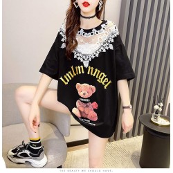 Western Couture Imported Elegant Big Size Loose Pattern T-Shirt