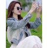 Imported Fashion Net Detailed Denim Jacket for Women