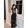 Western Couture Imported Solid Black Color Crew Neck Fishtail Party Wear Dress