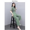 Imported Women Summer Fashion Wide-Leg Pants + Short Sleeve Tops Two-Piece Set for Lady