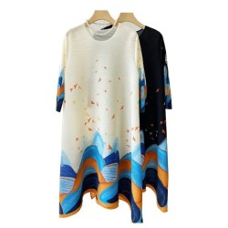 Western Couture Imported Pleated A-Line Dress | Summer Printed Free Size Casual Wear