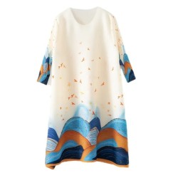 Western Couture Imported Pleated A-Line Dress | Summer Printed Free Size Casual Wear