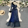 Western Couture Imported One-Shoulder Sequin Dress with Fur Detail | Elegant Party Wear Gown