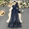 Western Couture Imported One-Shoulder Sequin Dress with Fur Detail | Elegant Party Wear Gown