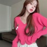 Western Couture Imported Spring New Fashion Knitted Long Sleeves Front Open V-Neck Cardigan