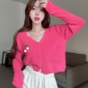 Western Couture Imported Spring New Fashion Knitted Long Sleeves Front Open V-Neck Cardigan