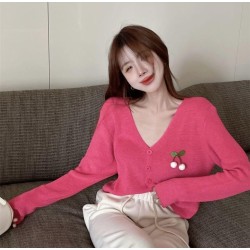 Western Couture Imported Spring New Fashion Knitted Long Sleeves Front Open V-Neck Cardigan