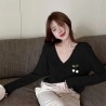 Western Couture Imported Spring New Fashion Knitted Long Sleeves Front Open V-Neck Cardigan