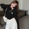 Western Couture Imported Spring New Fashion Knitted Long Sleeves Front Open V-Neck Cardigan