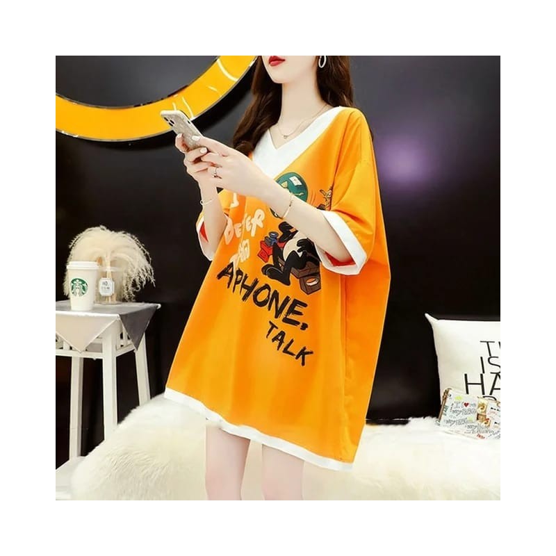 Western Couture Imported Stylish Oversized V Neck T-Shirt