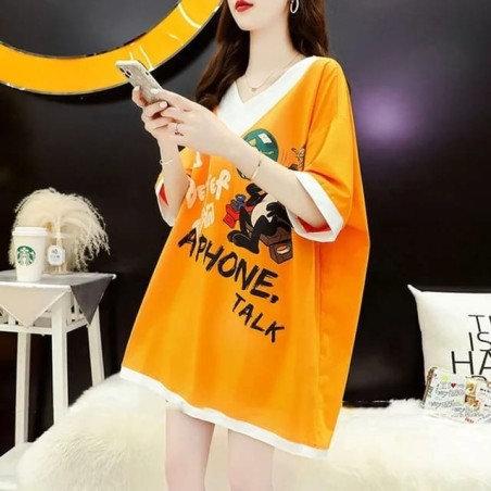 Western Couture Imported Stylish Oversized V Neck T-Shirt
