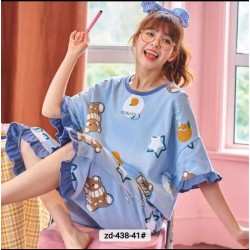 Imported Comfortable Short Sleeves Frilled Capri  2 Pc  Night Suits