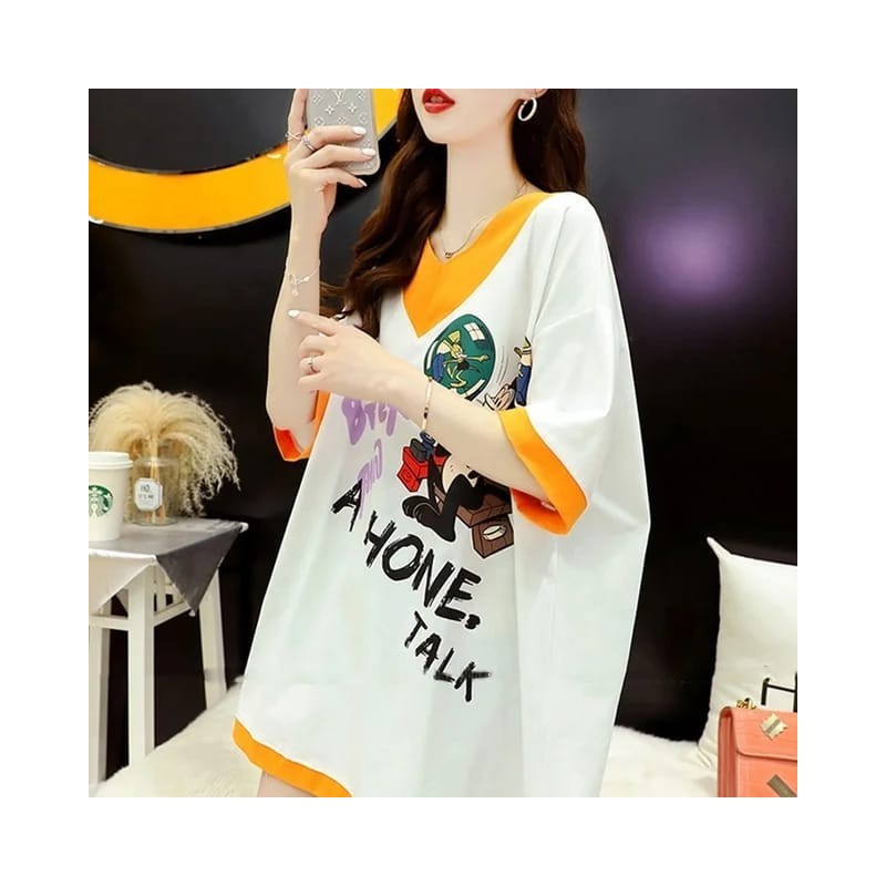 Western Couture Imported Stylish Oversized V Neck T-Shirt