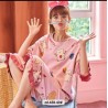 Imported Comfortable Short Sleeves Frilled Capri  2 Pc  Night Suits