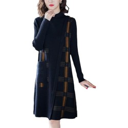 Western Couture Imported Autumn-Winter Full Sleeves Mock Neck Dress