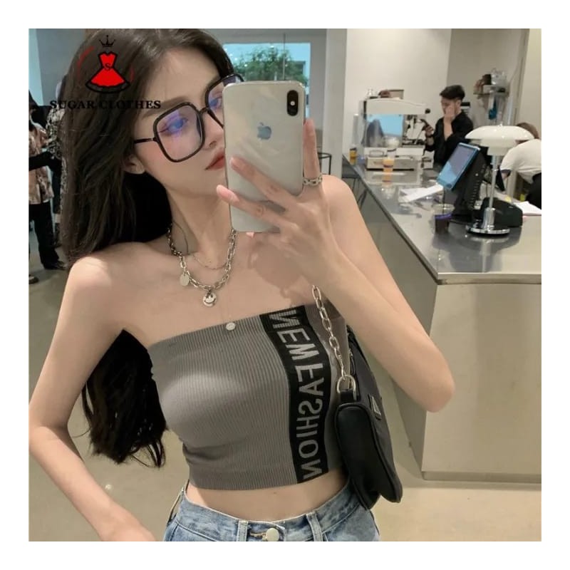 Western Couture Imported Glamorous Double Layered Tank/Tube Top with Detachable Straps & Chest Pads