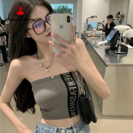 Western Couture Imported Glamorous Double Layered Tank/Tube Top with Detachable Straps & Chest Pads