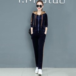Western Couture Imported Velvet Hooded Jacket & Pant 2-Piece Coord Set – Spring/Autumn Collection