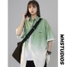 New Arrival Summer Short Sleeve Oversized Gradient Color Beautiful Shirts