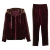 Western Couture Imported Velvet Hooded Jacket & Pant 2-Piece Coord Set – Spring/Autumn Collection