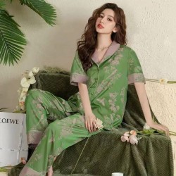 Western Couture Imported 3 Pc Night Suit – Front Open Top, Pant & Shorts Combo