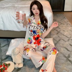 Western Couture Imported 3 Pc Night Suit – Front Open Top, Pant & Shorts Combo