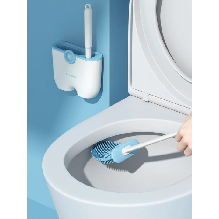 Luxever™ Smart Toilet Brush 2Pc Set with Wall Mounted Holder & Pasted Clip