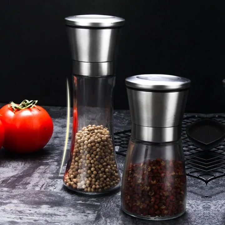 LUXEVER Premium Manual Spice Crusher – Stainless Steel & Glass | Big & Small Sizes