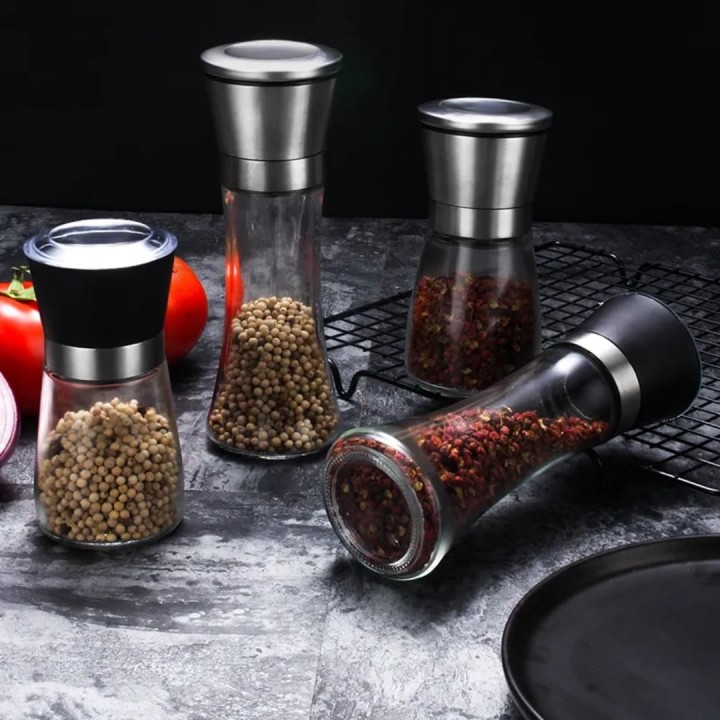 LUXEVER Premium Manual Spice Crusher – Stainless Steel & Glass | Big & Small Sizes