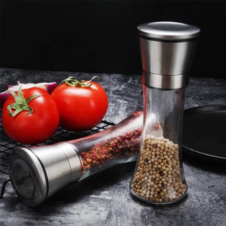 LUXEVER Premium Manual Spice Crusher – Stainless Steel & Glass | Big & Small Sizes