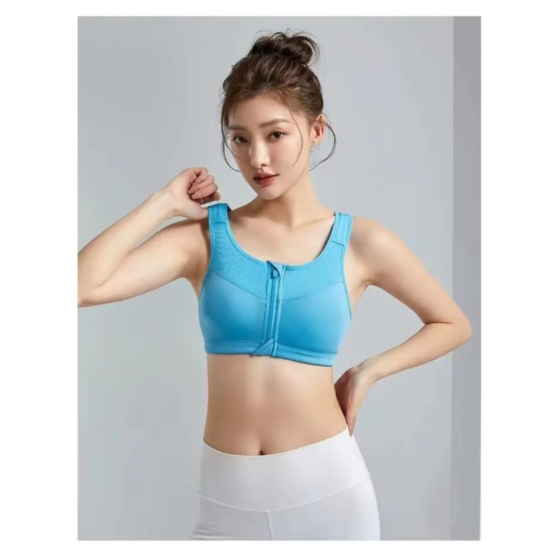 Western Couture Imported Gym Fitness Sportswear Bralette with Front Zip Closure