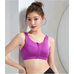 Western Couture Imported Gym Fitness Sportswear Bralette with Front Zip Closure