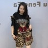 Imported Pearl Sequin T-Shirt and Short 2 Pc Beautiful Leopard Print Summer Dress