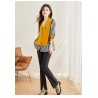 Western Couture Imported Early Spring Stylish Patchwork Knit Shirt with V-Neck Vest Layered Look