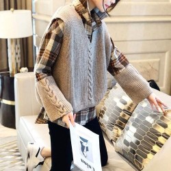 Western Couture Imported Stylish & Cozy 2-Piece Long Sleeves Shirt with Matching Sweater Vest
