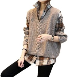 Western Couture Imported Stylish & Cozy 2-Piece Long Sleeves Shirt with Matching Sweater Vest