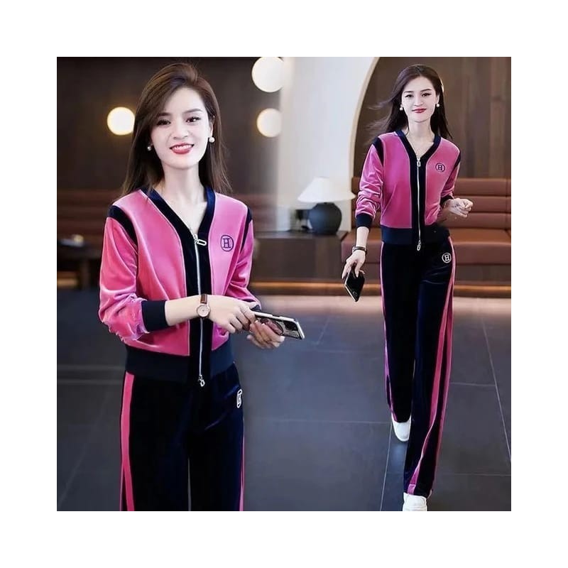 Western Couture Velvet Coord Set – 2 Pc Imported Spring/Autumn Wear Jacket and Wide Leg Pant